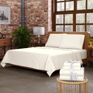 100% Cotton Full Size Bed Sheets, Organic Cotton Ivory Sheet Set, Cool & Crisp Percale Sheets, Lightweight & Breathable, Deep Pockets