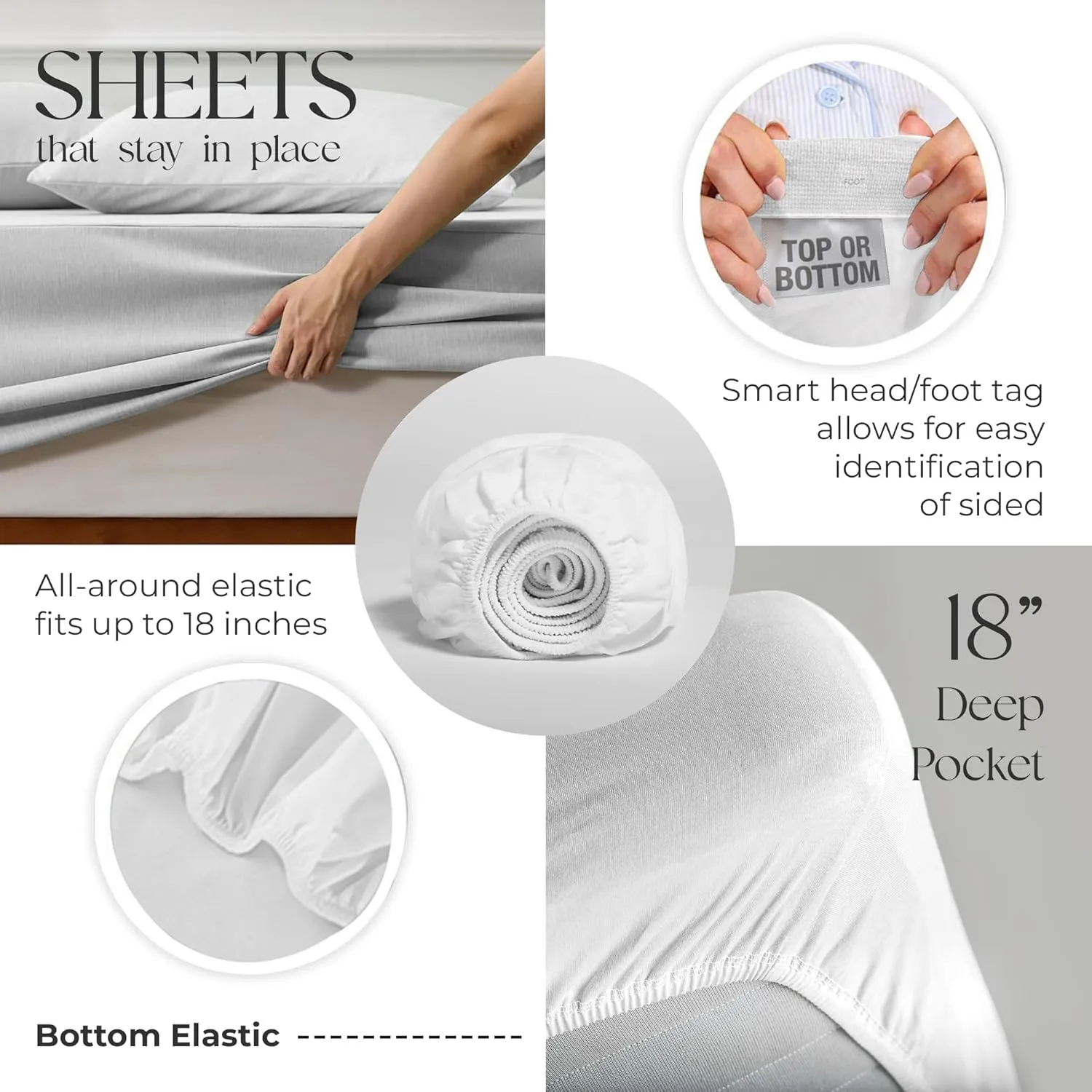 100% Cotton Full Size Bed Sheets, Organic Cotton Ivory Sheet Set, Cool & Crisp Percale Sheets, Lightweight & Breathable, Deep Pockets