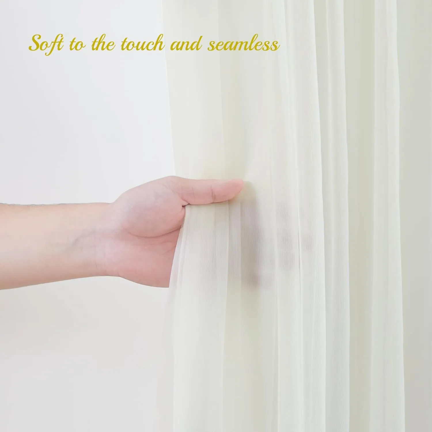 10x10ft Ivory Tulle Backdrop Curtain for Parites, Sheer Backdrop Curtains for Wedding Baby Shower Birthday Party Photo Shoot Decorations