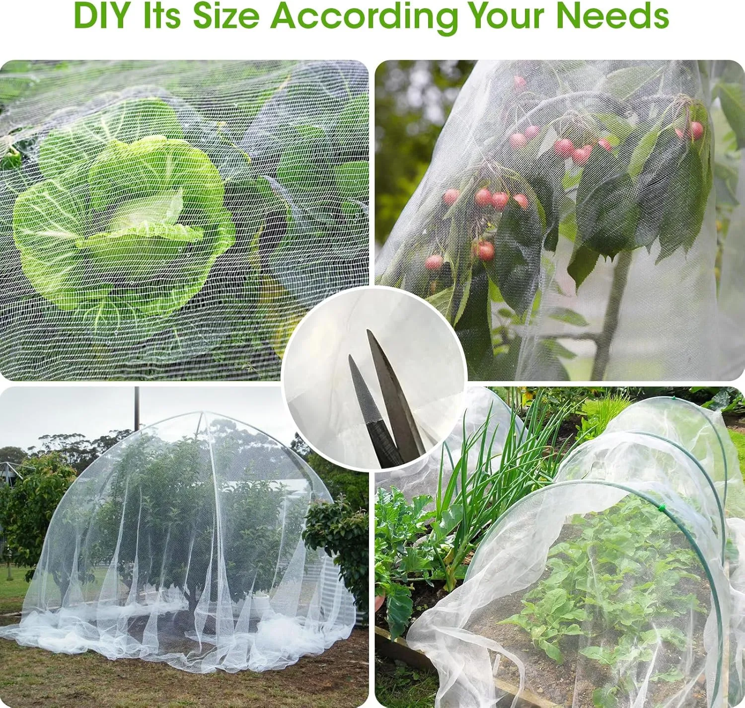 10x35Ft Garden Netting for Raised Bed, Thickened 60 Mesh Bird Netting for Garden Protection, Mesh Insect Row Covers for Plant Pest Barrier Fruits Flowers Crops Greenhouse Protect from Birds Bugs