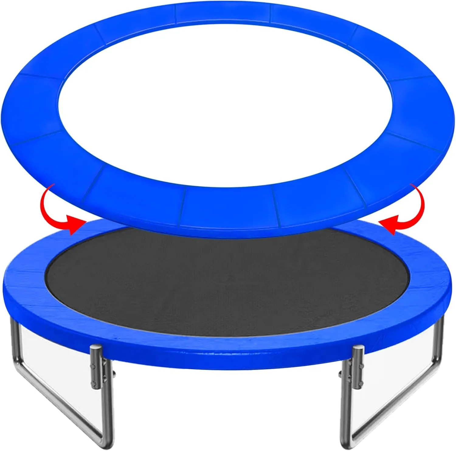 12FT 14FT 15FT Trampoline Pad Replacement Upgraded Trampoline Spring Cover, 16FT Foam Trampoline Safety Padding Round, Waterproof Tear-Resistant, No Holes for Pole
