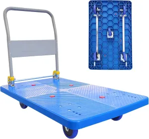 1320LBS Push Cart Dolly,Foldable Platform Truck Dolly with 360° Swivel Wheels, Space-Saving Design, Heavy Duty Hand Flatbed Cart Moving Cart for Loading,Groceries, Garage, Warehouse