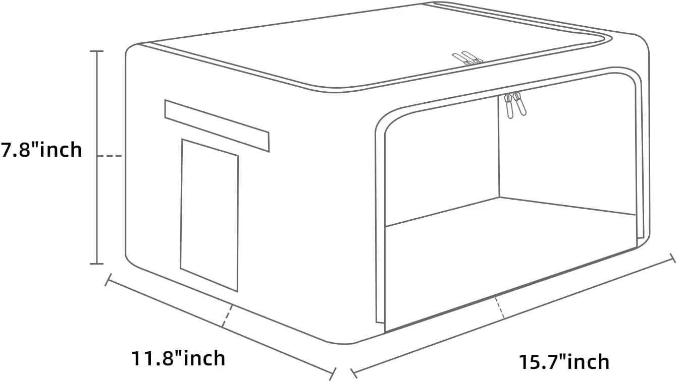2 Pack Clear Window Storage Bins Foldable Fabric Storage Bins Boxes for Clothes Stackable Box Organizer Set with Carrying Handles (Gray,22L, 15.7x 11.8x 7.8 Inch)