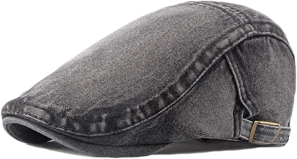 2 Pack Mens Denim Cotton Newsboy Cap Ivy Gatsby Driving Hunting Cabbie Hats