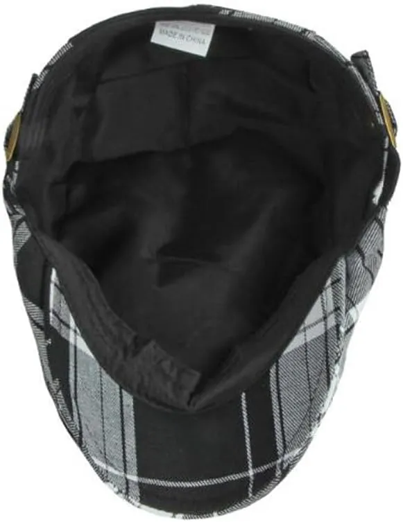 2 Pack Men's Newsboy Flat Cap Adjustable Plaid Ivy Gatsby Cabbie Driving Golf Hat Beret