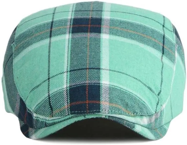 2 Pack Men's Newsboy Flat Cap Adjustable Plaid Ivy Gatsby Cabbie Driving Golf Hat Beret