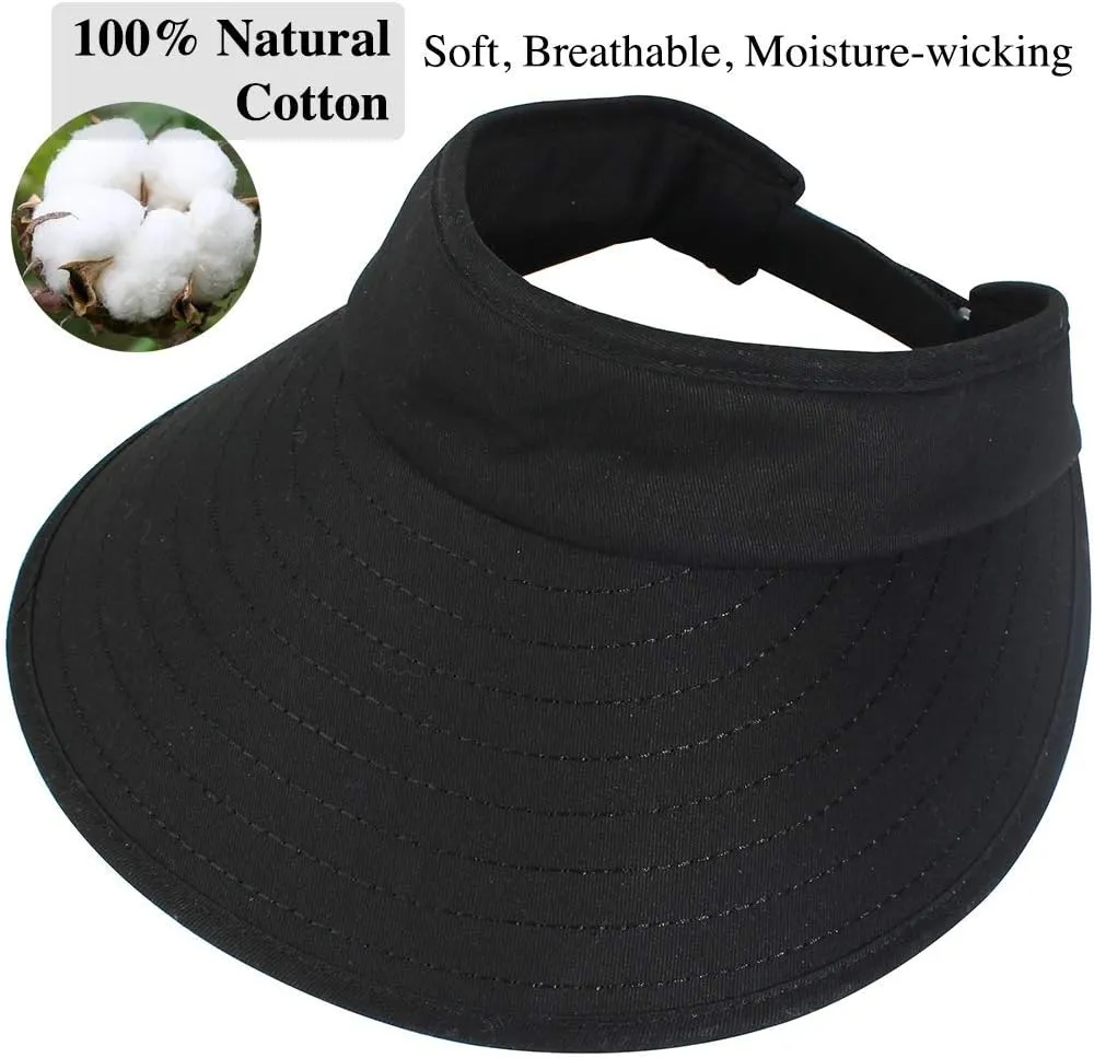 2PCS Wide Brim Sun Visor Hat Women Large UV Protective Golf Beach Cap, Korea Design