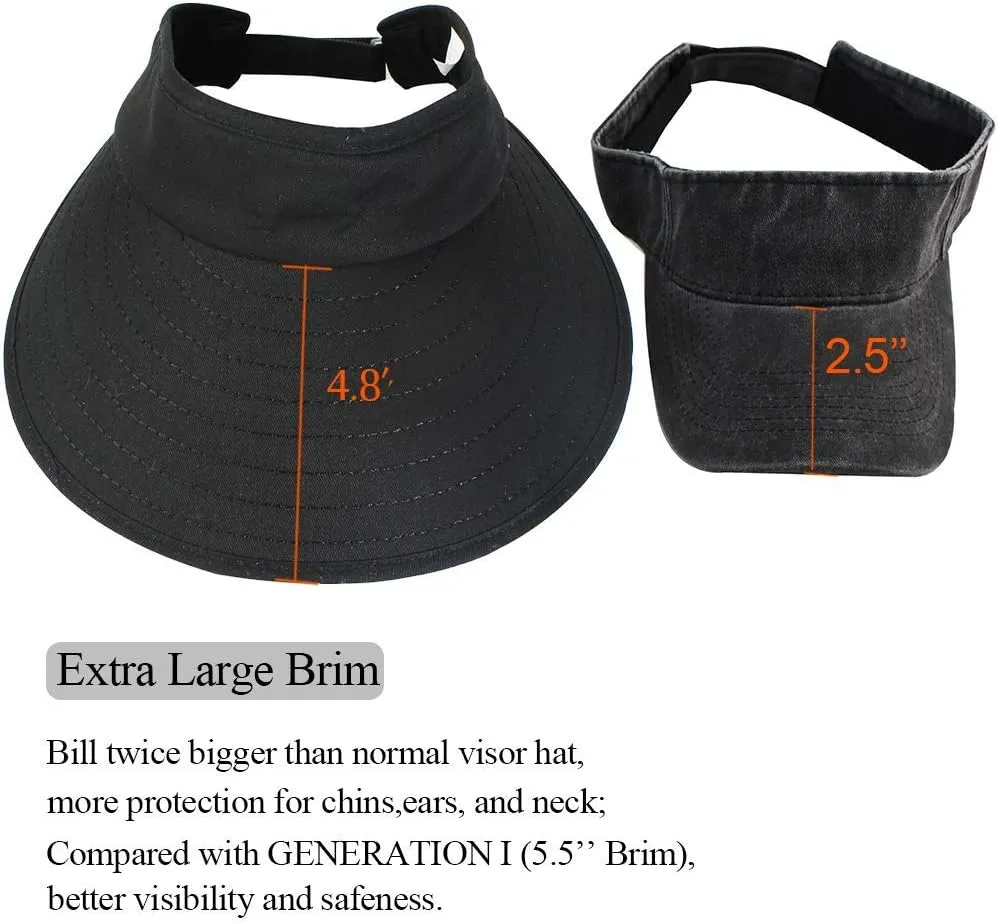 2PCS Wide Brim Sun Visor Hat Women Large UV Protective Golf Beach Cap, Korea Design