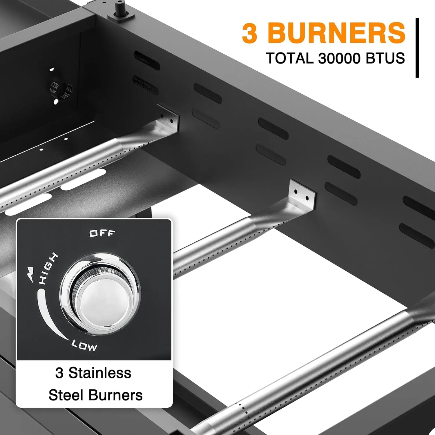 3 Burner Foldable Gas Griddle, 32 Inch Stainless Steel Portable Detachable Propane Griddle, 45,000 BTU Flat Top Barbecue Grill with Side Shelves for Camping