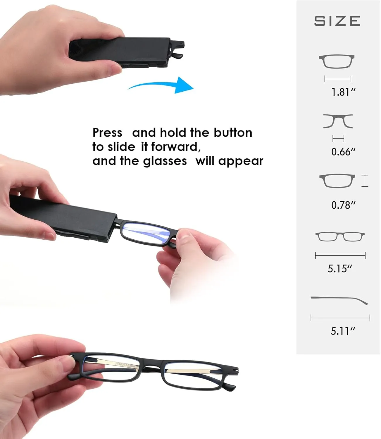 3 Pack Ultra thin Lightweight Folding Reading Glasses Women Men TR90 Blue Light Blocking Anti UV/Eyestrain Foldable Compact Computer Readers Portable Unique Stretchable Slim Flat case Gunmetal  2.5