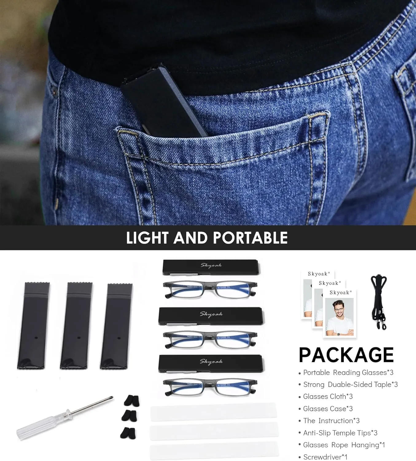 3 Pack Ultra thin Lightweight Folding Reading Glasses Women Men TR90 Blue Light Blocking Anti UV/Eyestrain Foldable Compact Computer Readers Portable Unique Stretchable Slim Flat case Gunmetal  2.5