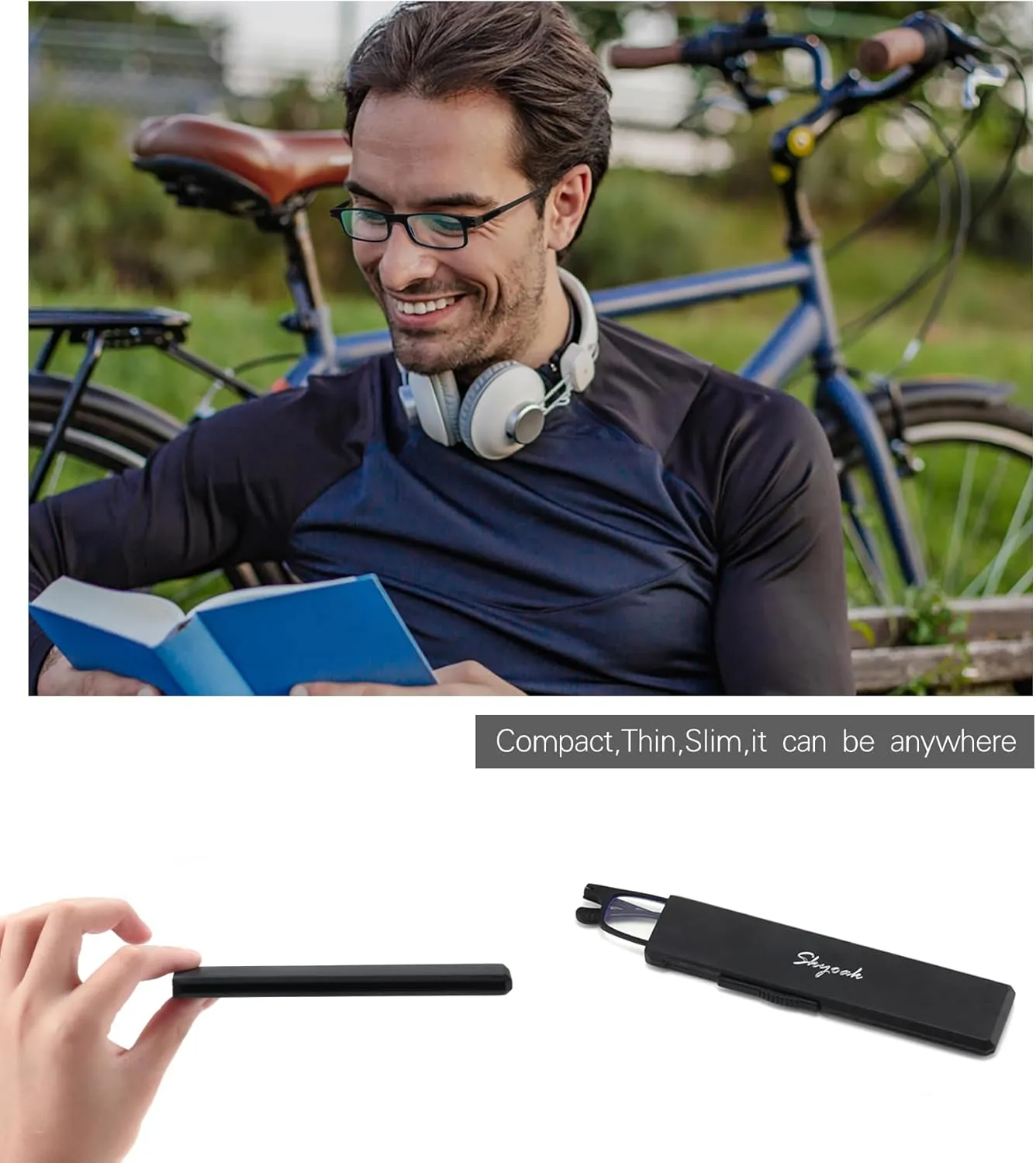 3 Pack Ultra thin Lightweight Folding Reading Glasses Women Men TR90 Blue Light Blocking Anti UV/Eyestrain Foldable Compact Computer Readers Portable Unique Stretchable Slim Flat case Gunmetal  2.5