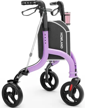 3 Wheel Walkers for Seniors, FSA/HSA Eligible Foldable Wheeled Rollator with Cane Hold and Cup Hold, Lightweight Three Wheel Rolling Walker Height Adjustable for Seniors