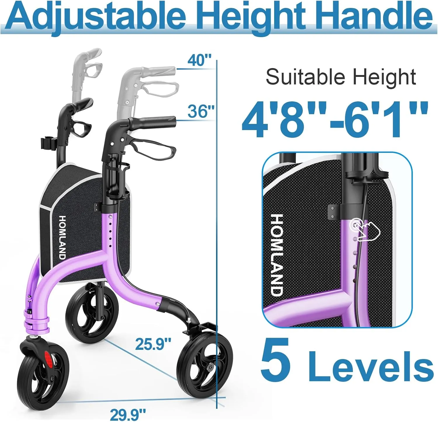 3 Wheel Walkers for Seniors, FSA/HSA Eligible Foldable Wheeled Rollator with Cane Hold and Cup Hold, Lightweight Three Wheel Rolling Walker Height Adjustable for Seniors