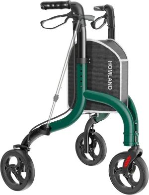 3 Wheel Walkers for Seniors, FSA/HSA Eligible Foldable Wheeled Rollator with Cane Hold and Cup Hold, Lightweight Three Wheel Rolling Walker Height Adjustable for Seniors