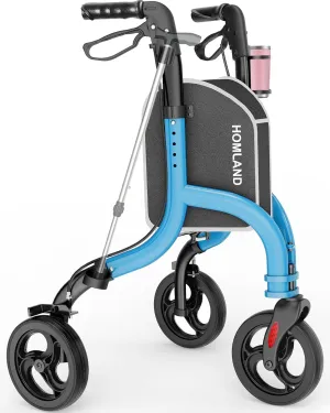3 Wheel Walkers for Seniors, FSA/HSA Eligible Foldable Wheeled Rollator with Cane Hold and Cup Hold, Three Wheel Rolling Walker Height Adjustable for Seniors