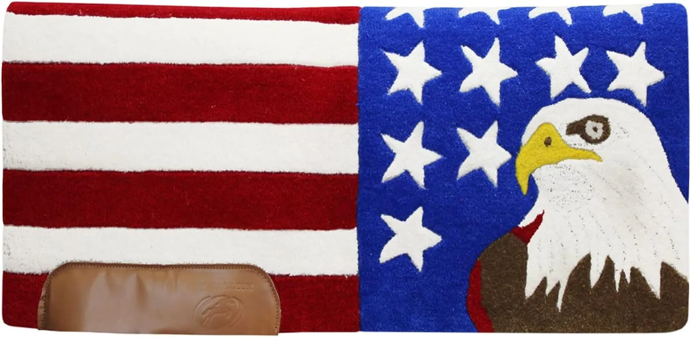 34" x 38" American Pride Bald Eagle New Zealand Wool Western Saddle Blanket Pad