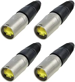 (4 Pack) Genuine Neutrik NE8MX-1 Ethercon Cable Connector Nickel Housing NEW Model!