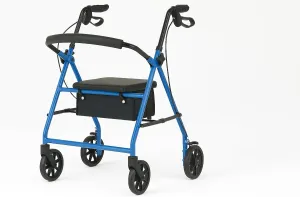 4-Wheel Rollator Walker for Seniors FSA/HSA Eligible– Light Blue Rolling Walker with Seat, Hand Brakes & Storage – Heavy Duty Frame Supports 350 lbs – Foldable Mobility Aid