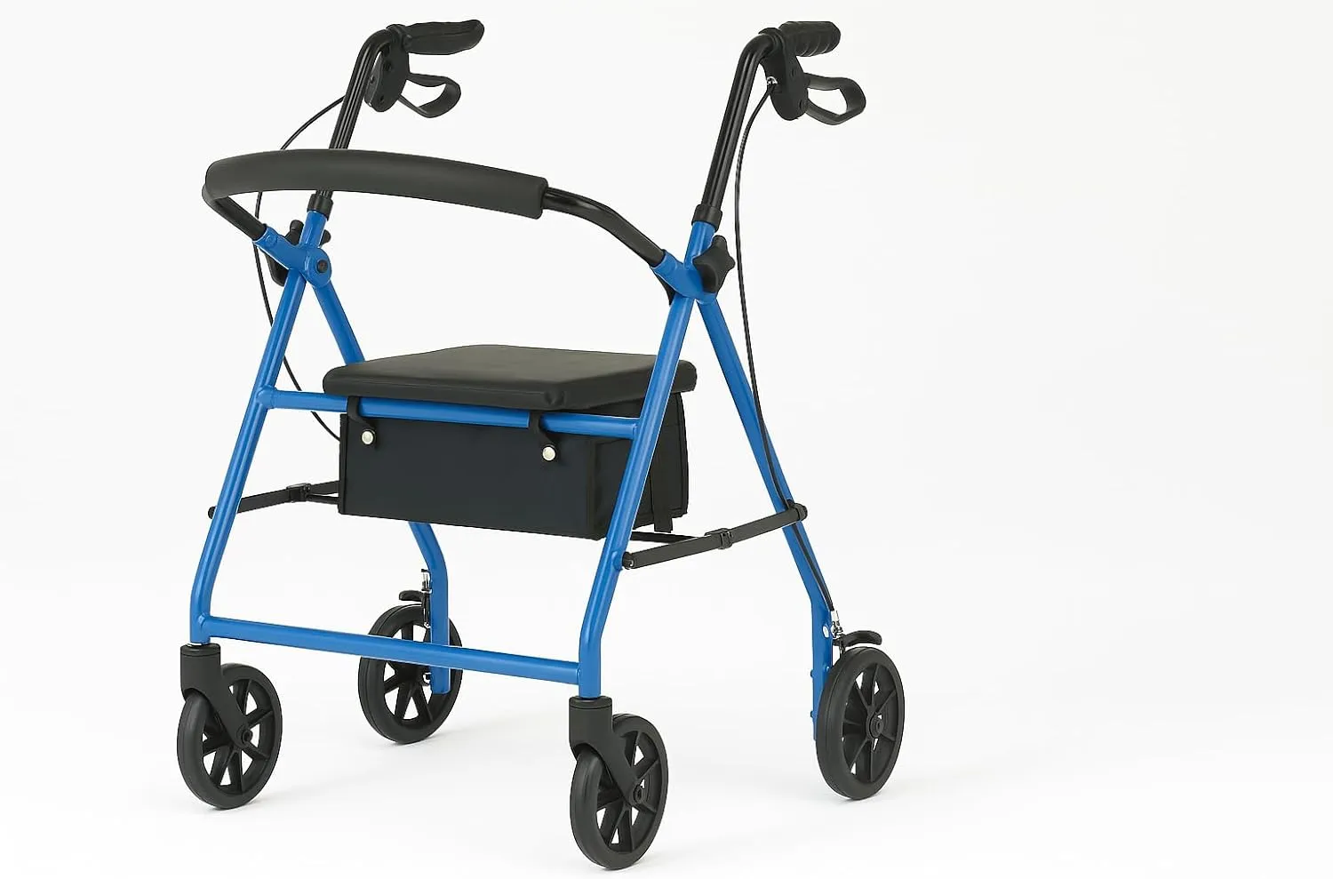 4-Wheel Rollator Walker for Seniors FSA/HSA Eligible– Light Blue Rolling Walker with Seat, Hand Brakes & Storage – Heavy Duty Frame Supports 350 lbs – Foldable Mobility Aid