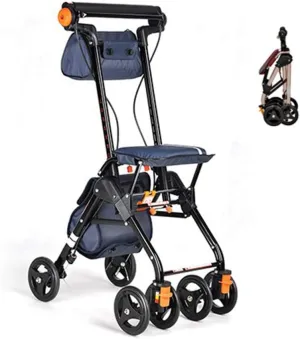 4 Wheel Rollator Walker Lightweight Folding with Padded Seat Lockable Brakes Ergonomic Handles and Carry Bag Mobility Aid for Adult Senior Elderly,Blue
