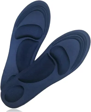 4D Sponge Stretch Breathable Deodorant Running Cushion Insoles for Feet Men Women Insoles for Shoes Sole Insert Orthopedic Pad(Blue,41-45)