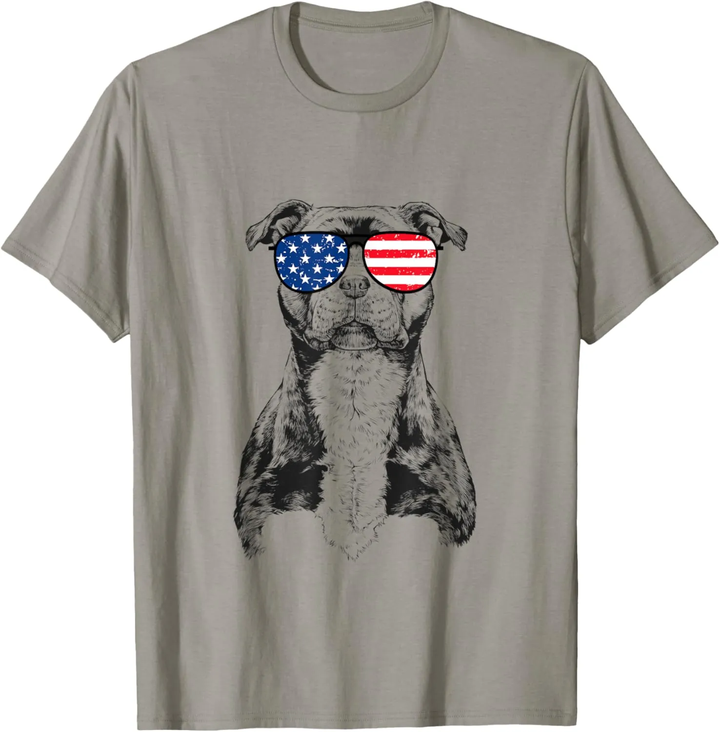 4th of July Stafford Staffy Dog Patriotic USA Sunglasses T-Shirt