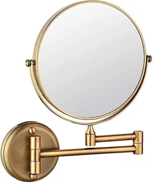 6-Inch Chrome Wall Mounted Makeup Mirror, Double-Sided with 1X/5X Magnification, Extendable & Swivel, Foldable Bathroom Shaving Mirror(Archaize,1X/5X)