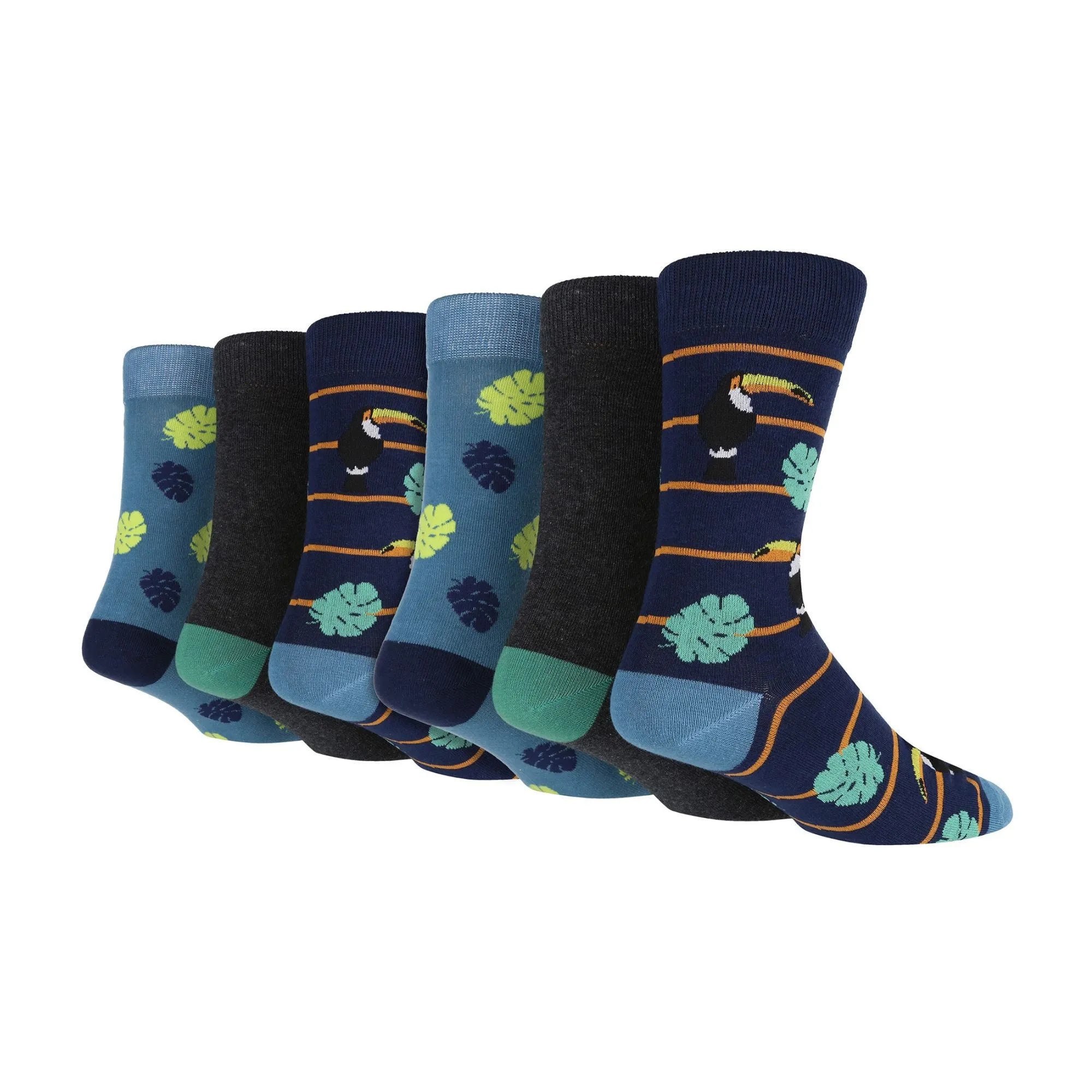 6 Pack Mens Novelty Jacquard Patterned Cotton Dress Socks