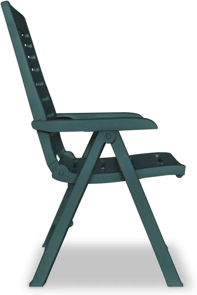6-Pack Plastic Reclining Patio Chairs Outdoor Furniture Green Foldable Lounge Chairs with 4 Adjustable Positions for Garden Poolside and Beach Camping