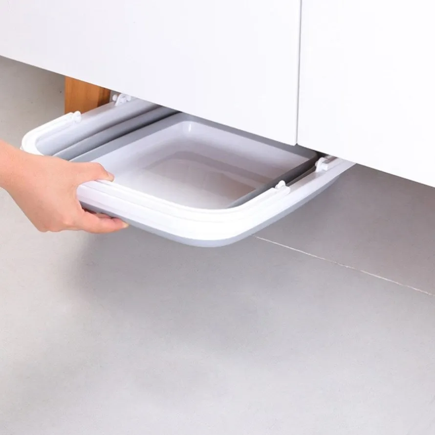 6x 9L Collapsible Laundry Folding Basket Wash Clothes w Handles Bin - Grey/White V563-75198-6X