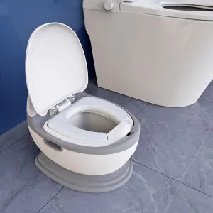 711TEK Toddler Potty Training Toilet – Larger Size with Realistic Flushing Sound, Sturdy Non-Slip Design, Fun Built-in Splash Guard, Removable PVC Soft Seat – Easy to Clean, Baby Toilet Trainer, Grey