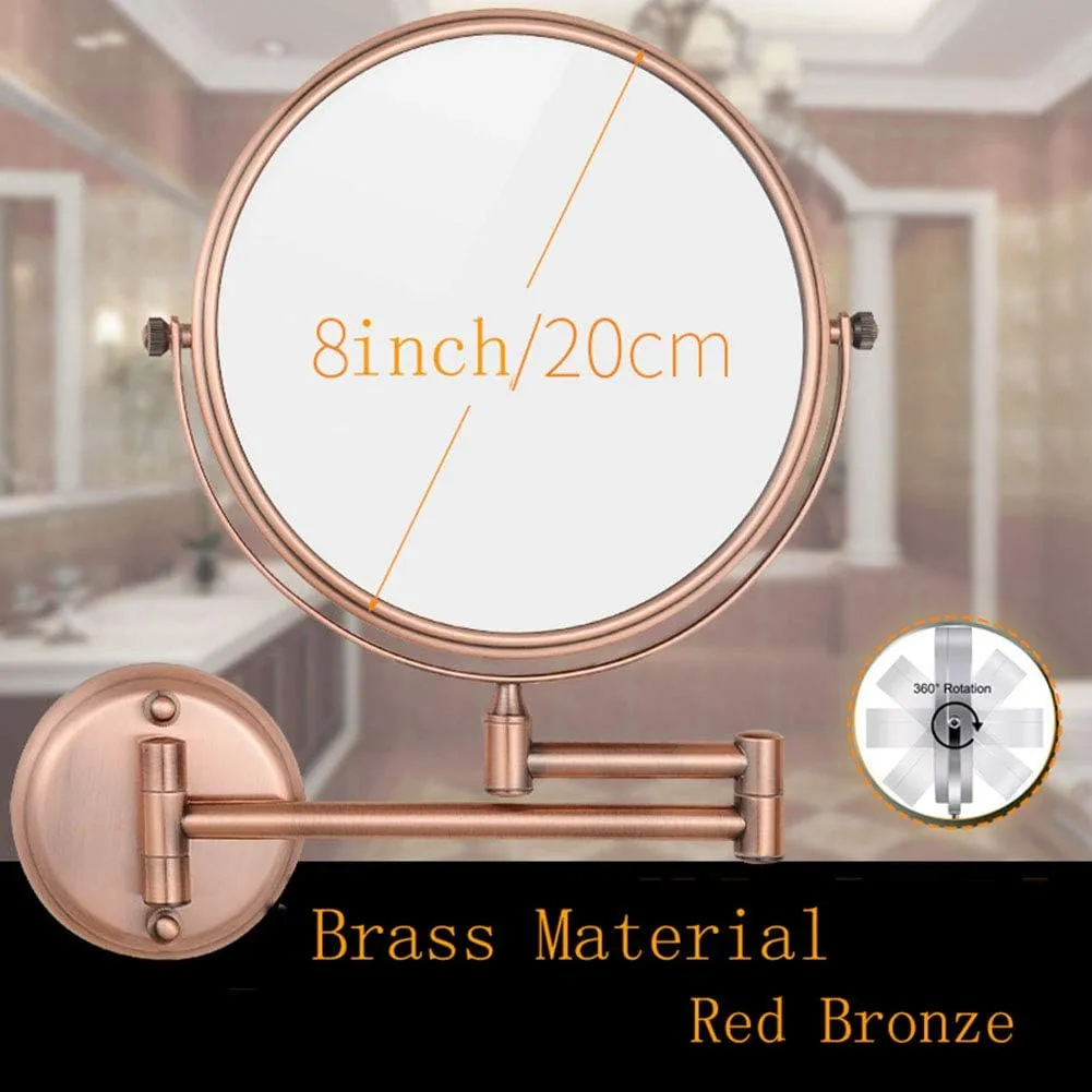 8-Inch Wall Mounted Makeup Mirror, Double Sided Magnifying Makeup Mirror for Bathroom, 3x/5x/7x/10x Magnification, 360 Degree SwivelNo Light, Extendable Arm, Round