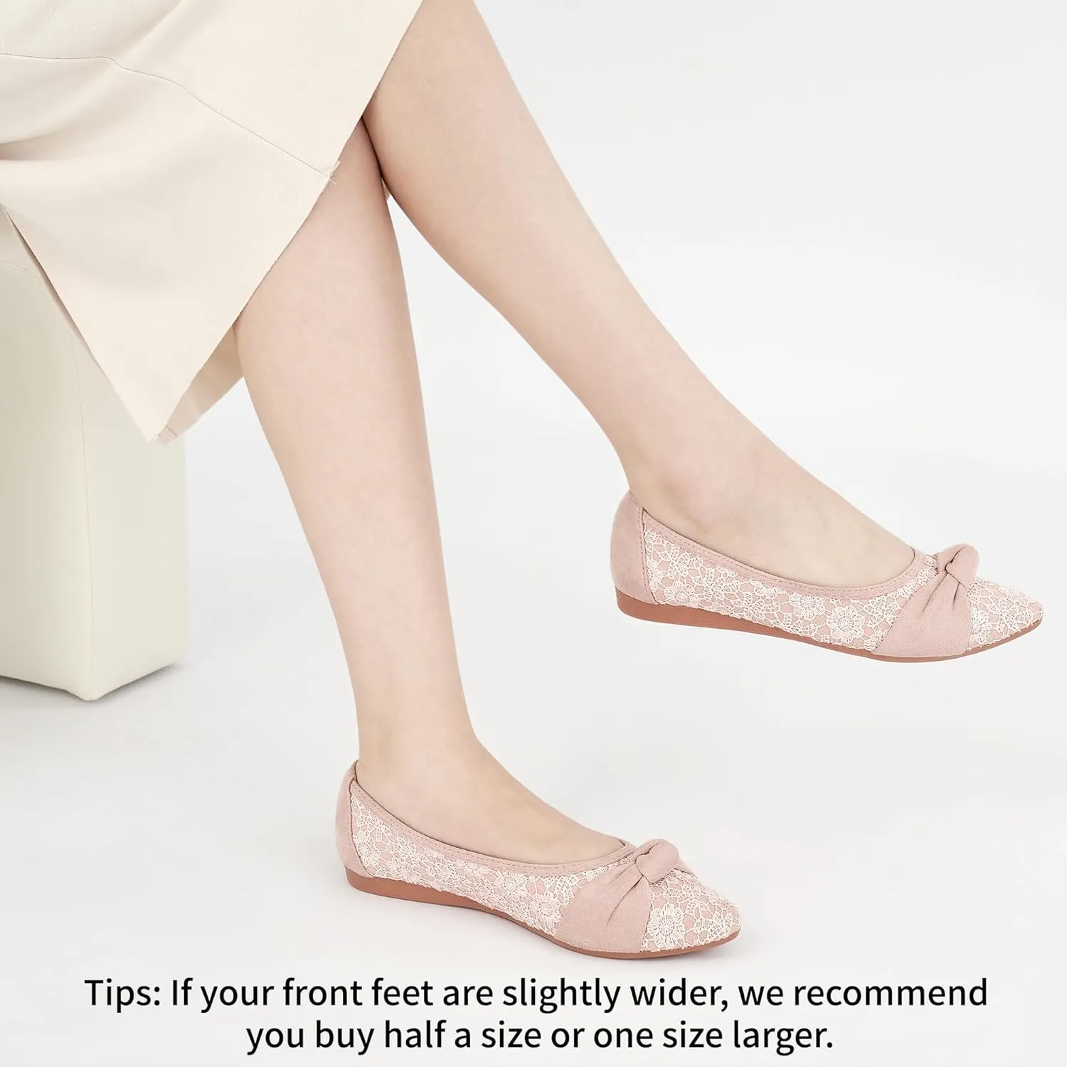 Ablanczoom Dress Shoes for Womens Flats: Dressy Comfortable Pointed Toe Bow Lace Mesh Ballet Flat Wedding Bridal Shoe for Women