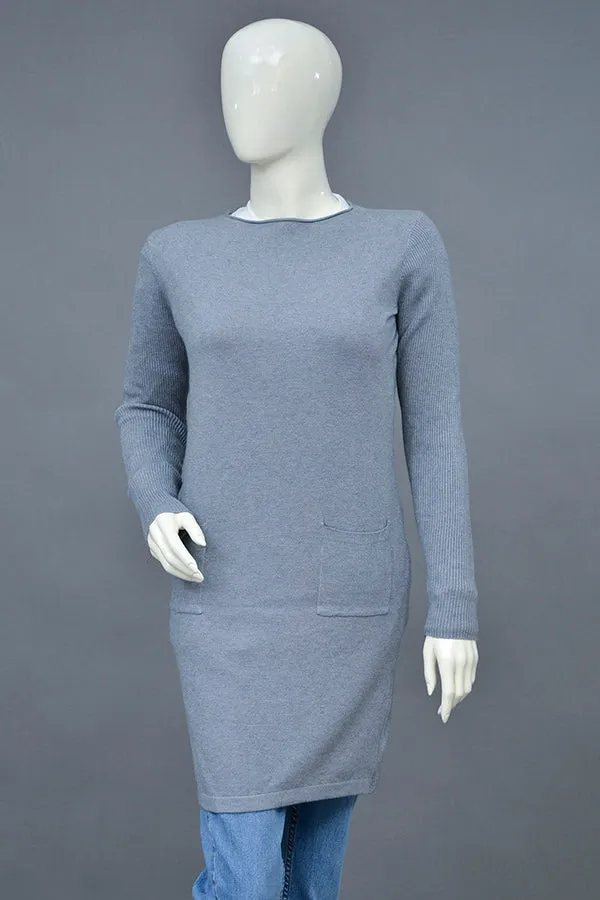 Acrylic Wool Round Neck Long Coat