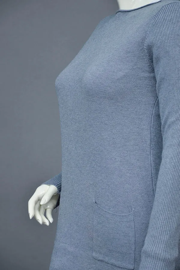 Acrylic Wool Round Neck Long Coat