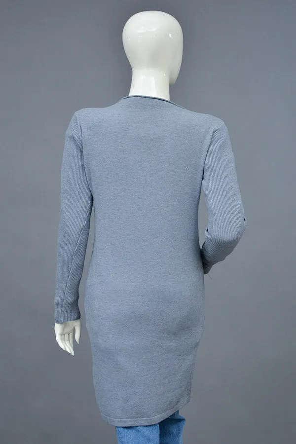 Acrylic Wool Round Neck Long Coat