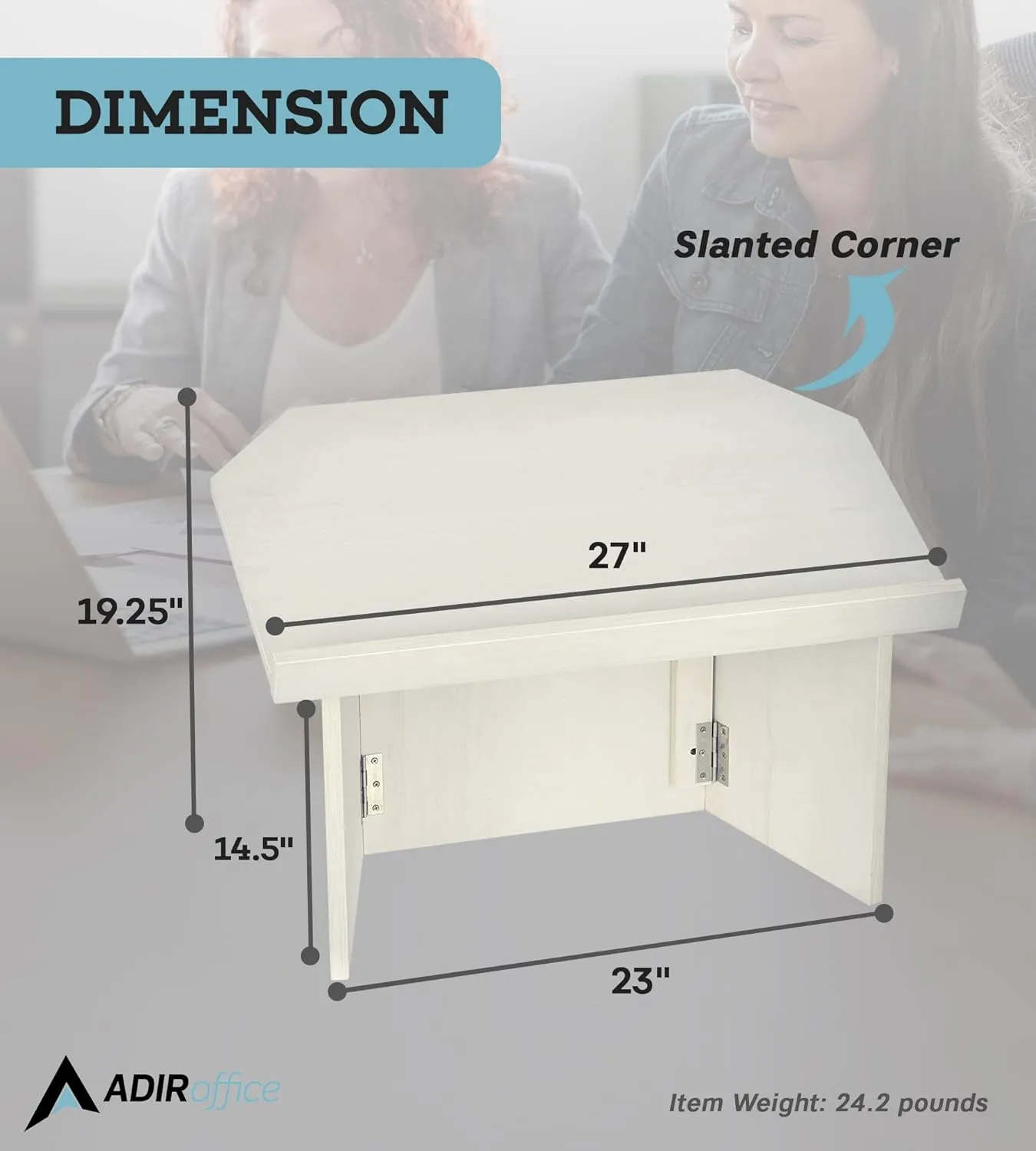 AdirOffice Tabletop Podium, Folding Podium Ideal as a Tabletop Lectern, White