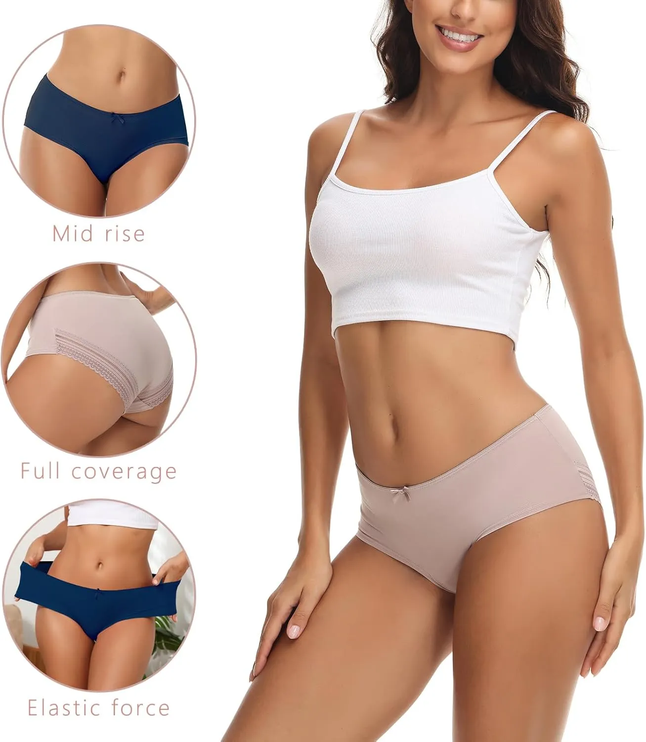 ADOVAKKER Women's Underwear Low Rise Lady Micro Smooth Breathable Briefs Hipster Panties Multipack Printing J-S1