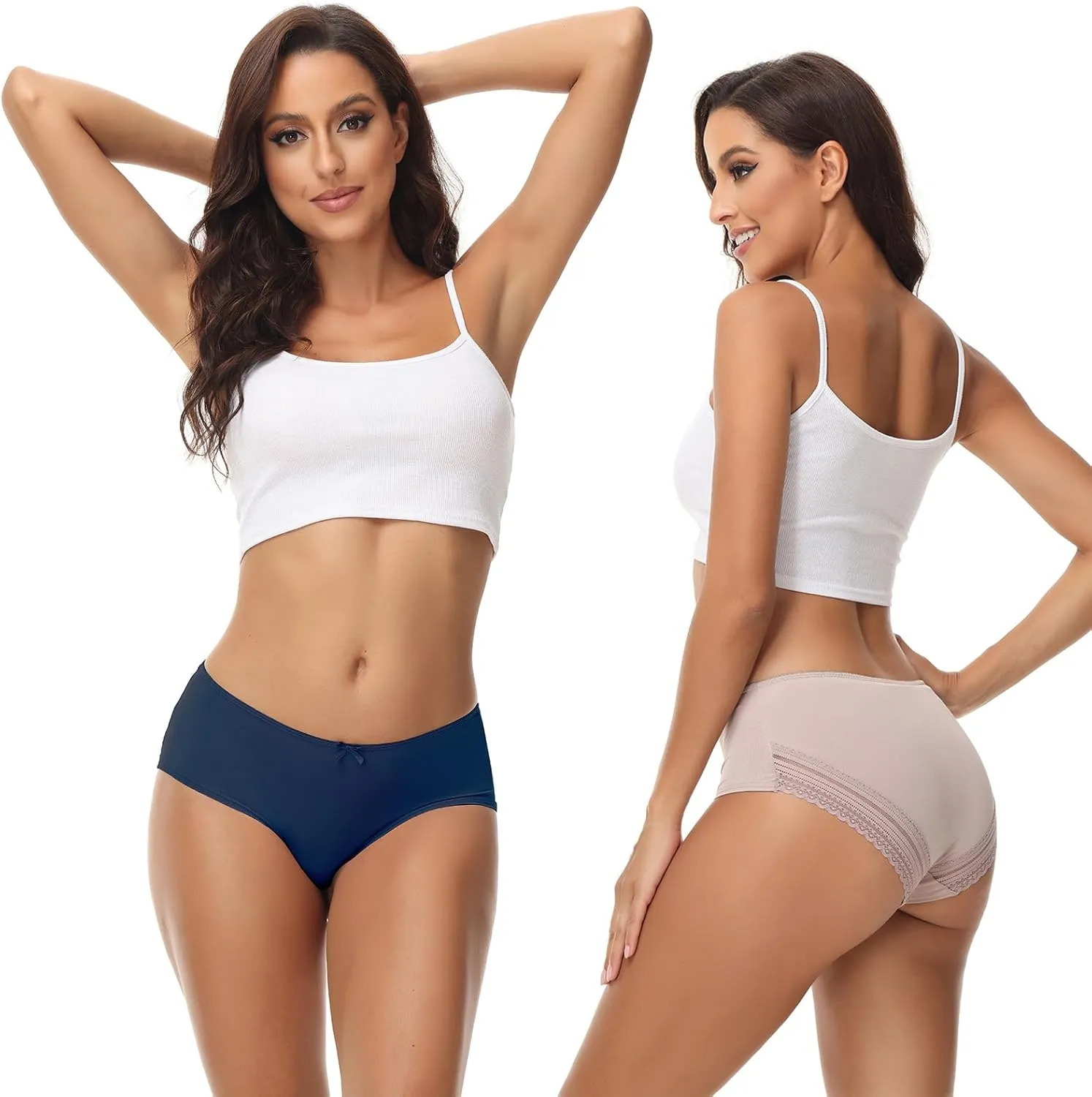 ADOVAKKER Women's Underwear Low Rise Lady Micro Smooth Breathable Briefs Hipster Panties Multipack Printing J-S1