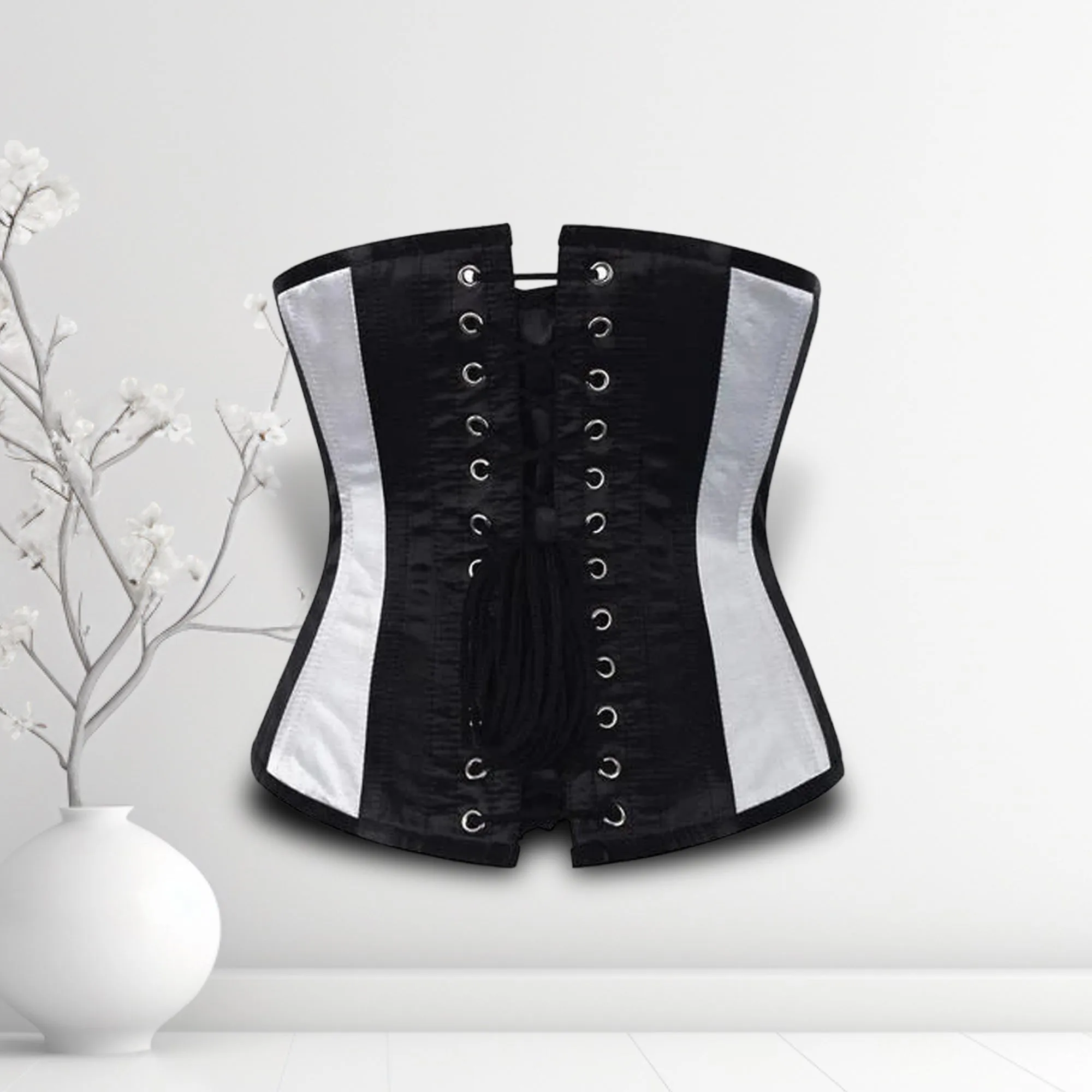 Ally Women Underbust Corset White Cotton Steel Boned Waist Trainer