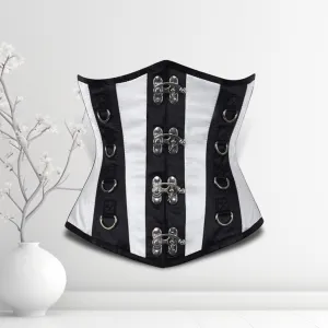 Ally Women Underbust Corset White Cotton Steel Boned Waist Trainer
