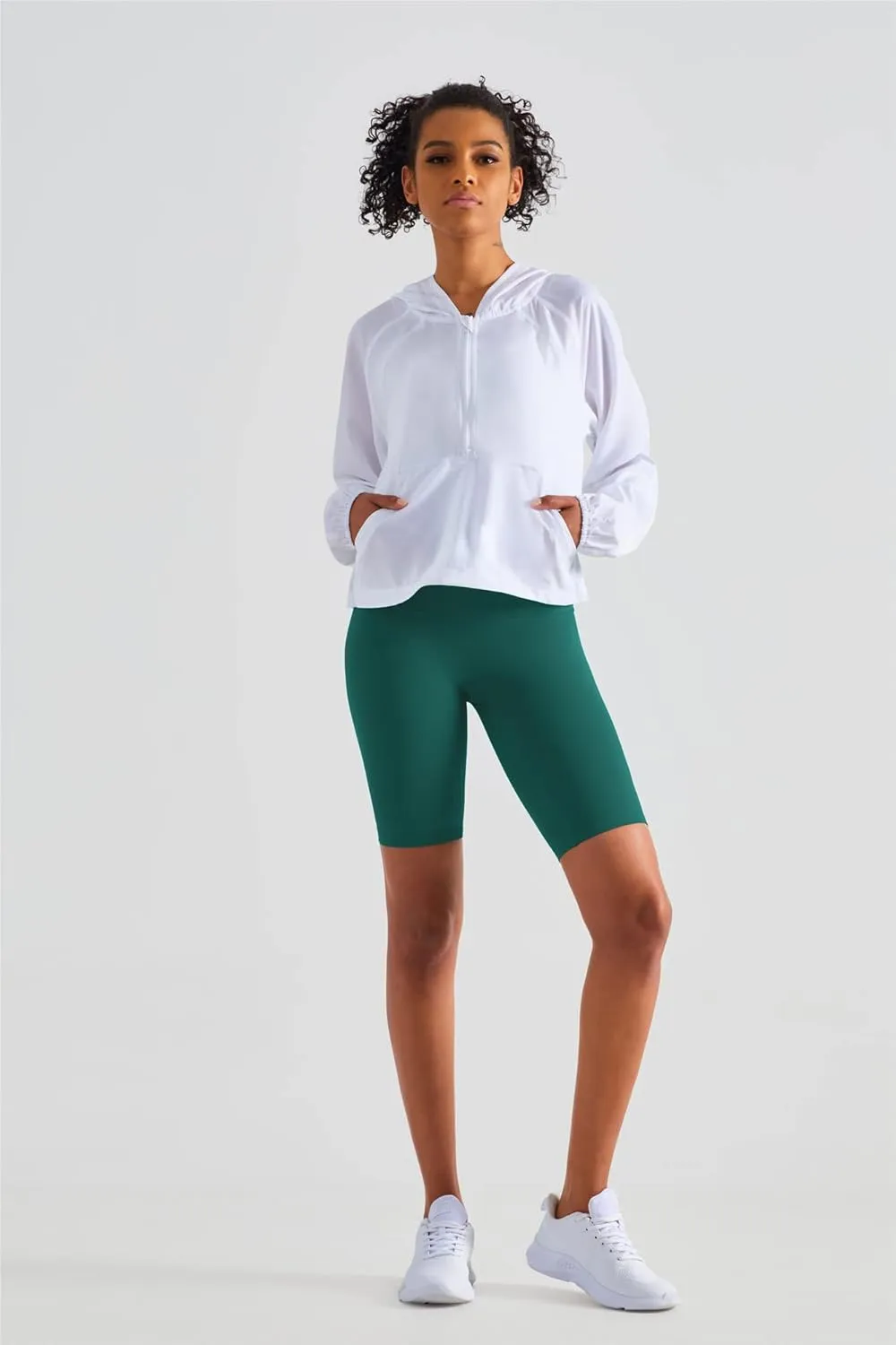 altiland Lightweight Workout Jacket for Women, Cropped Athletic Gym Running Hoodie, UV Protection Half Zip Pullover UPF 50 