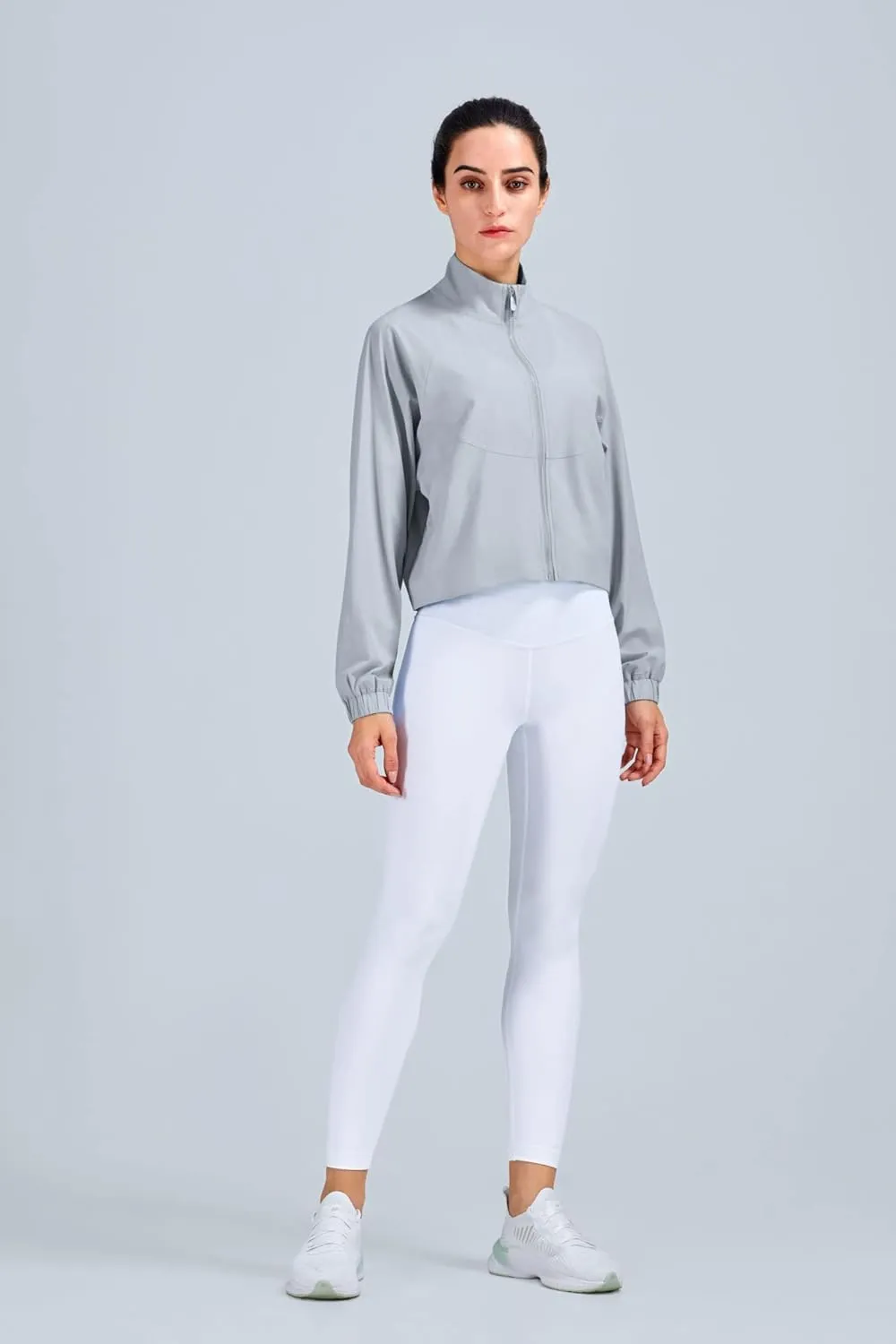 altiland Women's Athletic Running Yoga Gym Track Zip Up Cropped Jackets UPF 50  Sun Protection Long Sleeve Workout Shirts