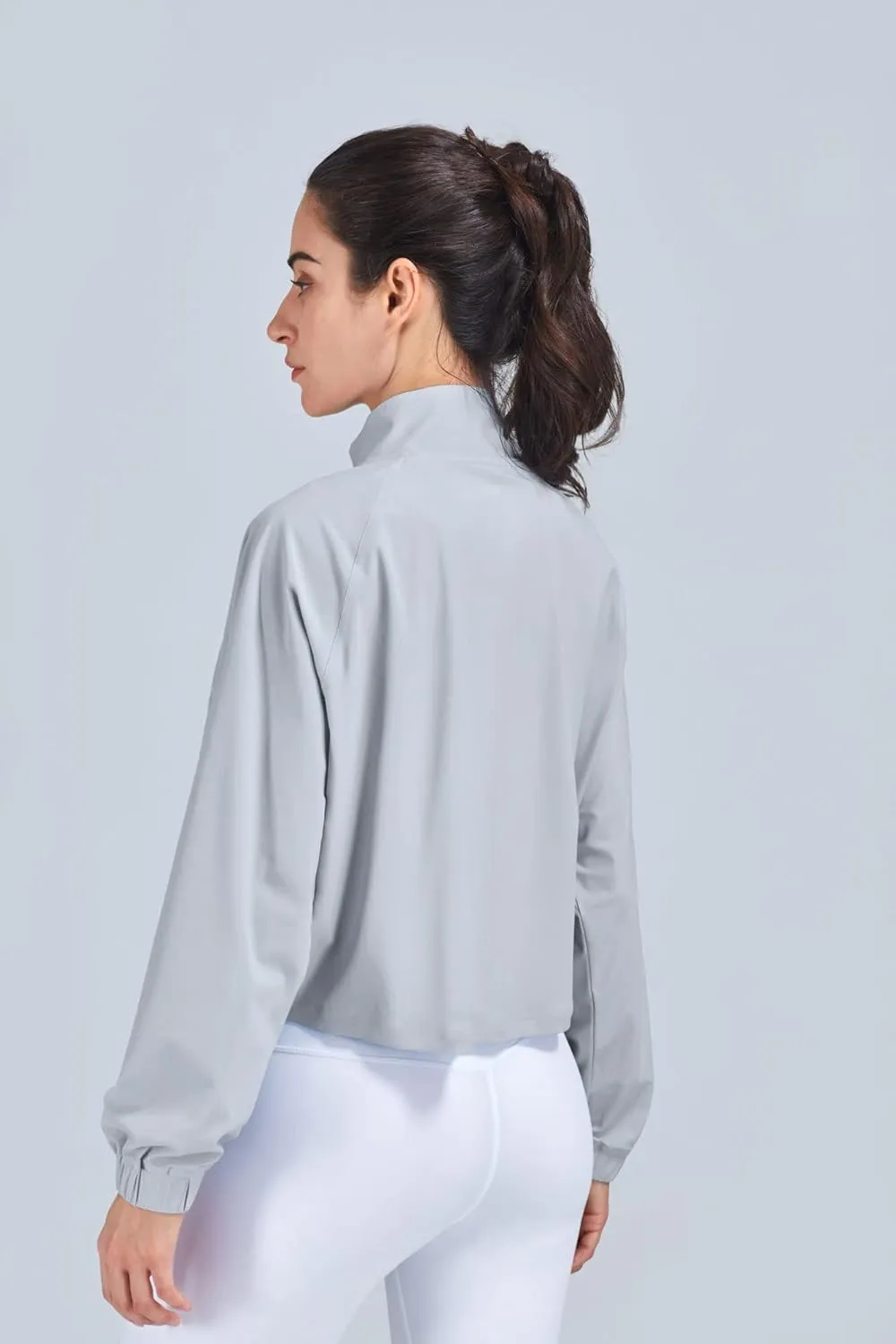 altiland Women's Athletic Running Yoga Gym Track Zip Up Cropped Jackets UPF 50  Sun Protection Long Sleeve Workout Shirts