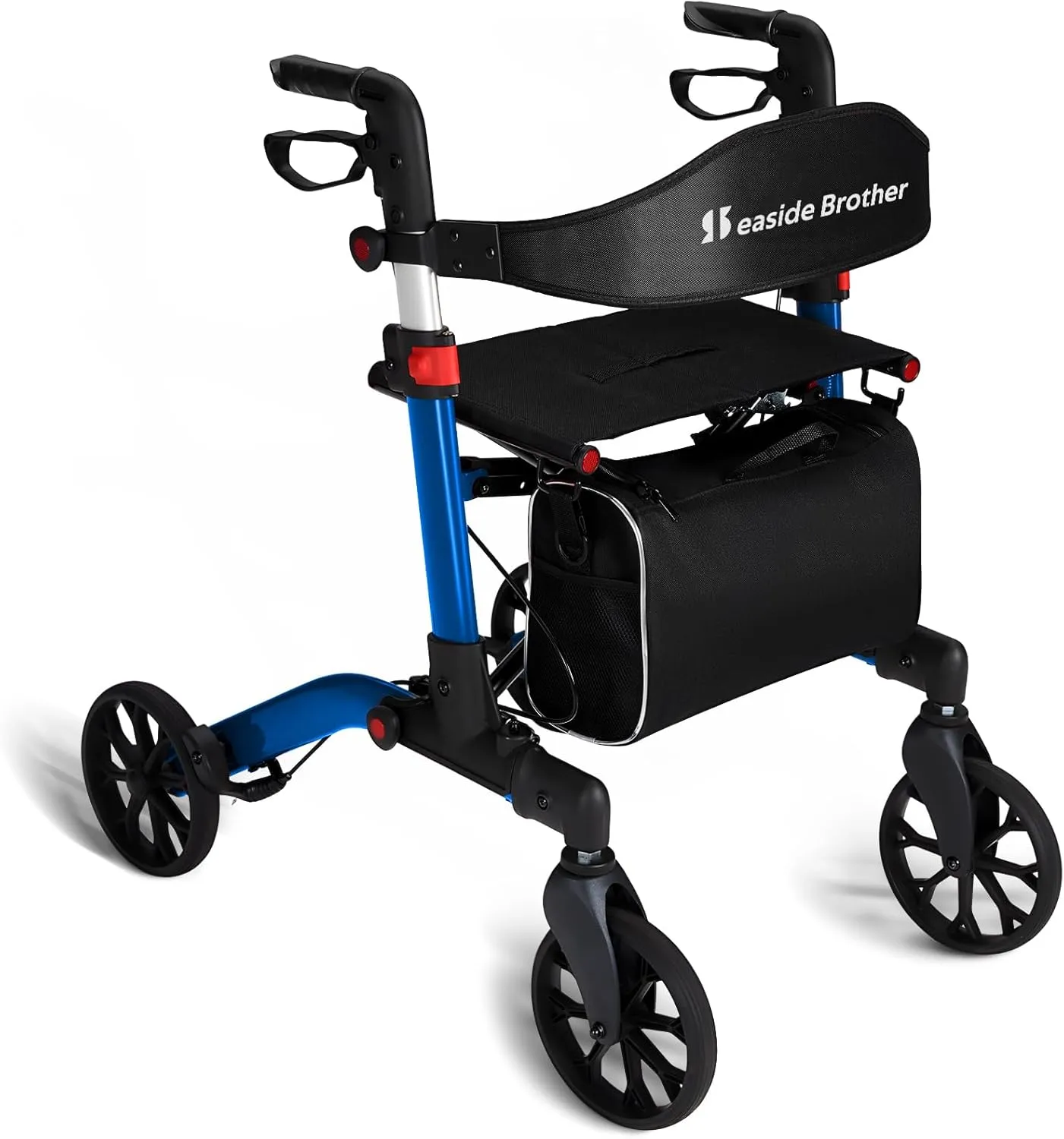 Aluminum Heavy-Duty Rollator Walkers for Seniors with Seat, 300 lbs. Weight Capacity, Lightweight 4 Wheel Walker, 8" Wheels, Foldable Adult Walker, Adjustable Height Rolling Walker with Brakes