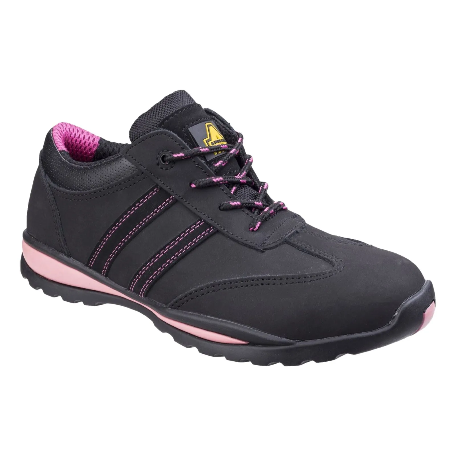 Amblers Safety Women's FS47 Safety Trainer in Black/Pink