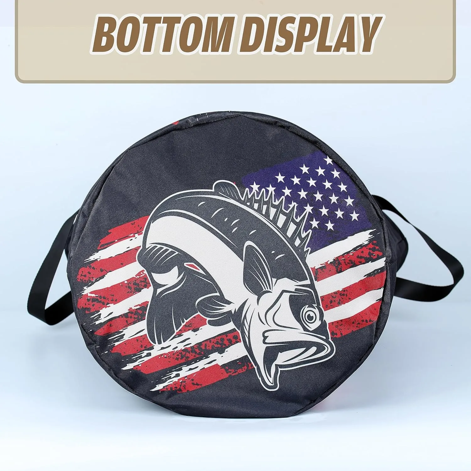 American Flag Bass Fish Laundry Basket Bass Fishing Foldable Oxford Cloth Funny Tote Bag Laundry Hamper Clothes Storage Bucket Organizer For Bathroom/Laundry Storage/Bedroom 17.7x13.7
