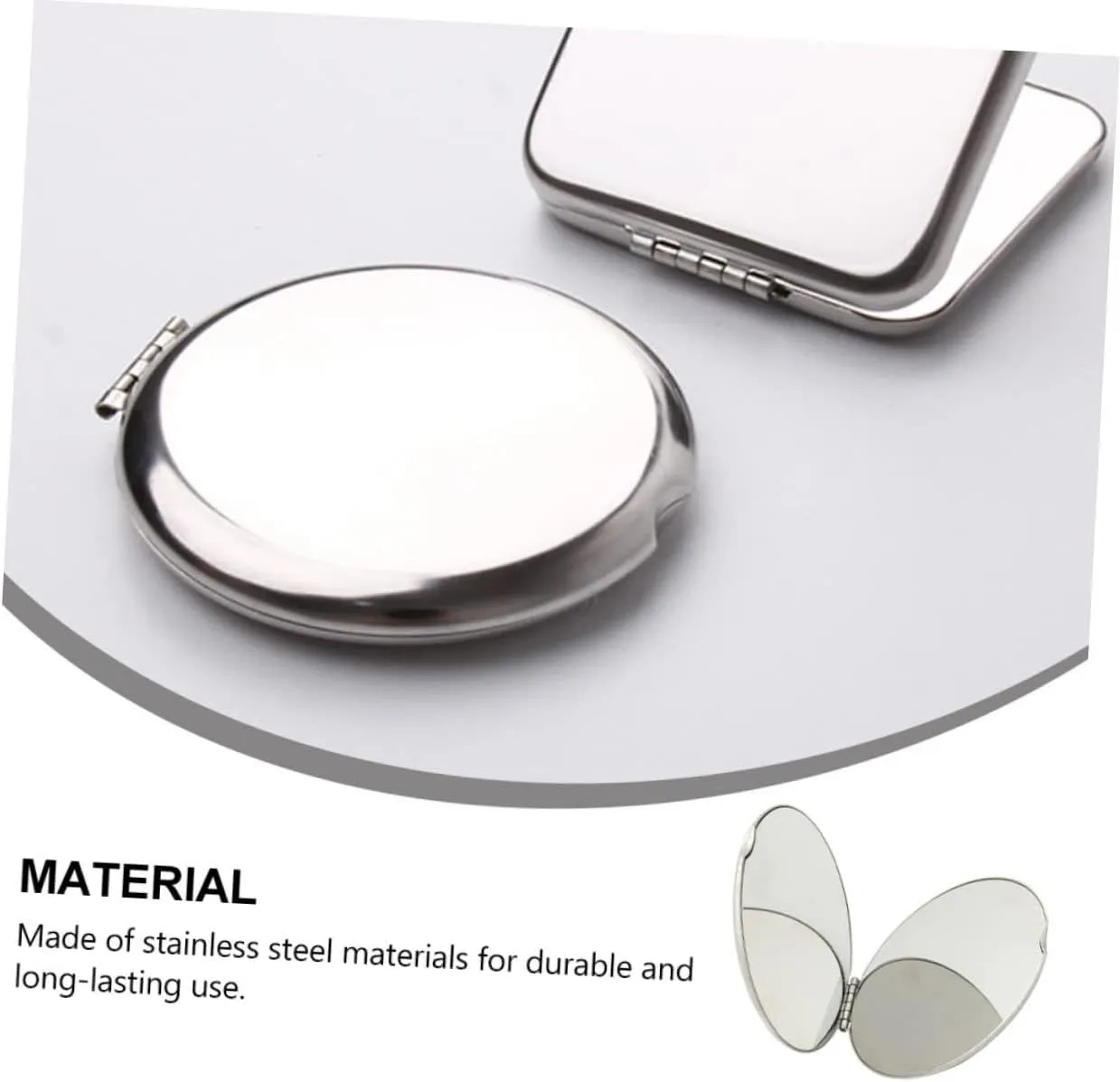 Angoily Pcs Double-Sided Makeup Mirror Folding Stainless Steel Vanity Mirror Compact for Women Girls Teens for Travel Party Bag Clutch