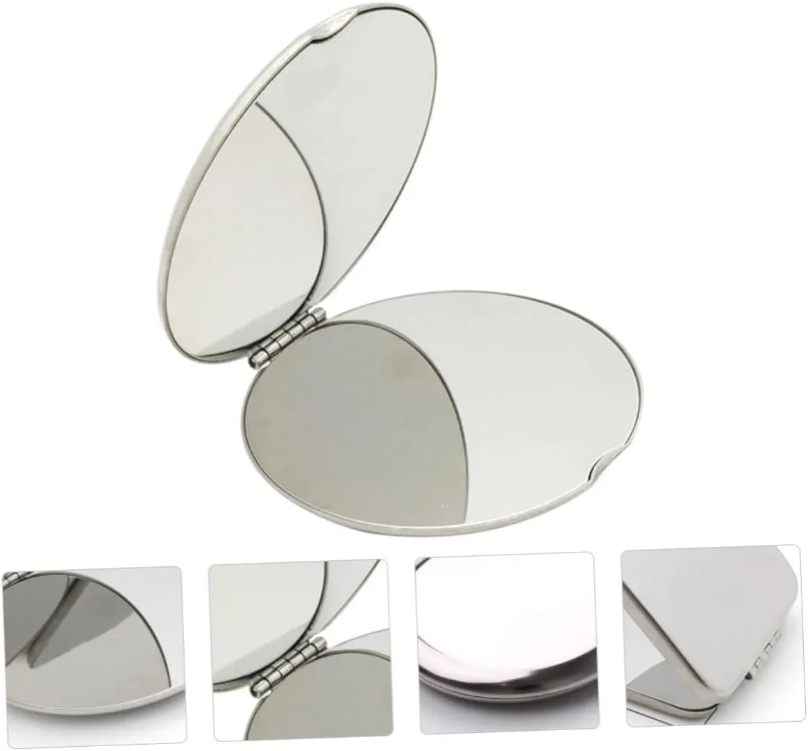 Angoily Pcs Double-Sided Makeup Mirror Folding Stainless Steel Vanity Mirror Compact for Women Girls Teens for Travel Party Bag Clutch